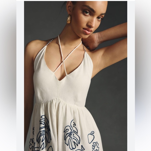 Anthropologie Farm Rio Embroidered Halter Maxi Dress - Picture 3 of 11